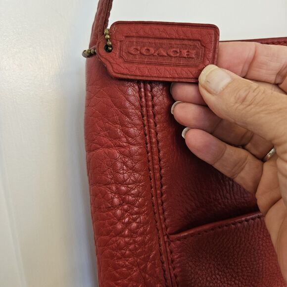 COACH Vintage RED Pebbled Leather Sonoma Shoulder Crossbody Bag G6M-4920 Large - Picture 2 of 15